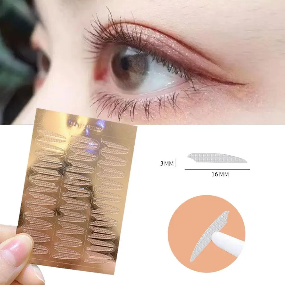 Fita adesiva para pálpebras, dobra dupla, renda natureza, bege transparente com listra, autoadesiva, ferramenta de maquiagem natural para os olhos, novo i4l3