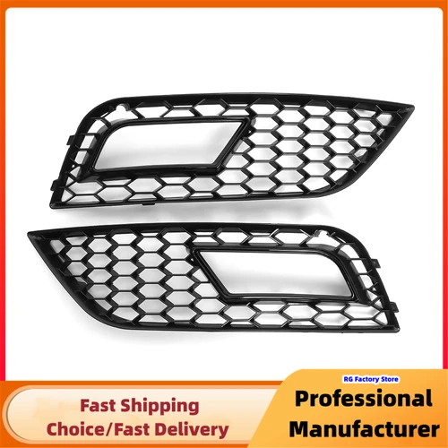 Imagen 2 del producto 1 par de rejillas de luz antiniebla para parachoques delantero de coche para Audi A4 B8.5 2013-2016 rejilla de luz antiniebla de malla de panal cubierta de parrilla de carreras estilo RS4