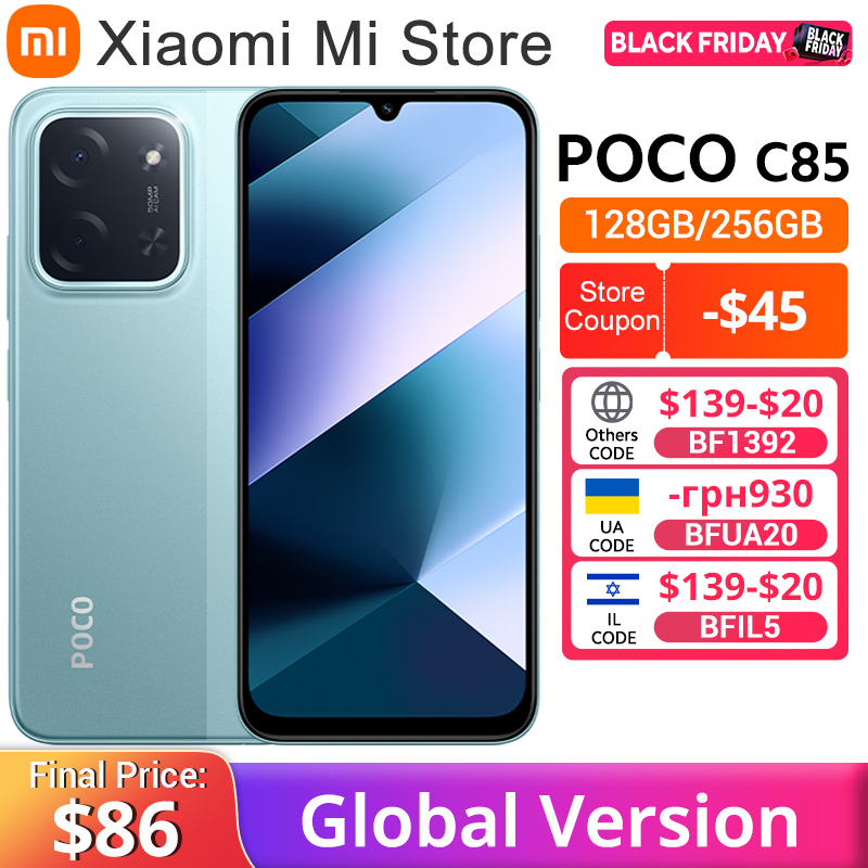  Global Version POCO C85 Smartphone 6.9" Dot Drop display 50MP Camera 6000mAh battery 33W Helio G81-Ultra NFC 