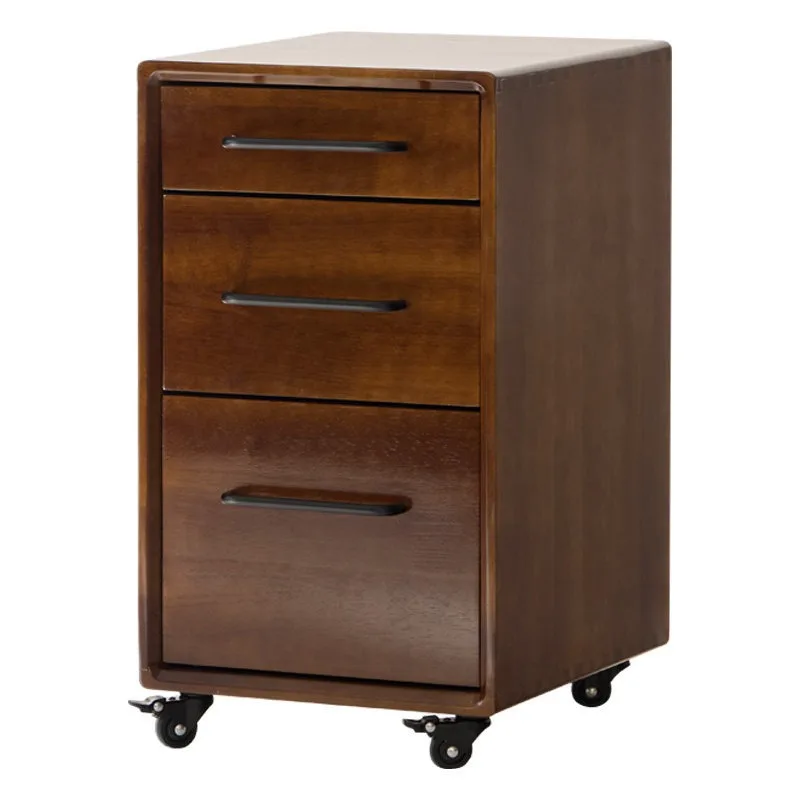 Home Solid wood file cabinet, simple removable storage, three-bucket cabinet, desk, lower drawer cabinet, study, bedside table w