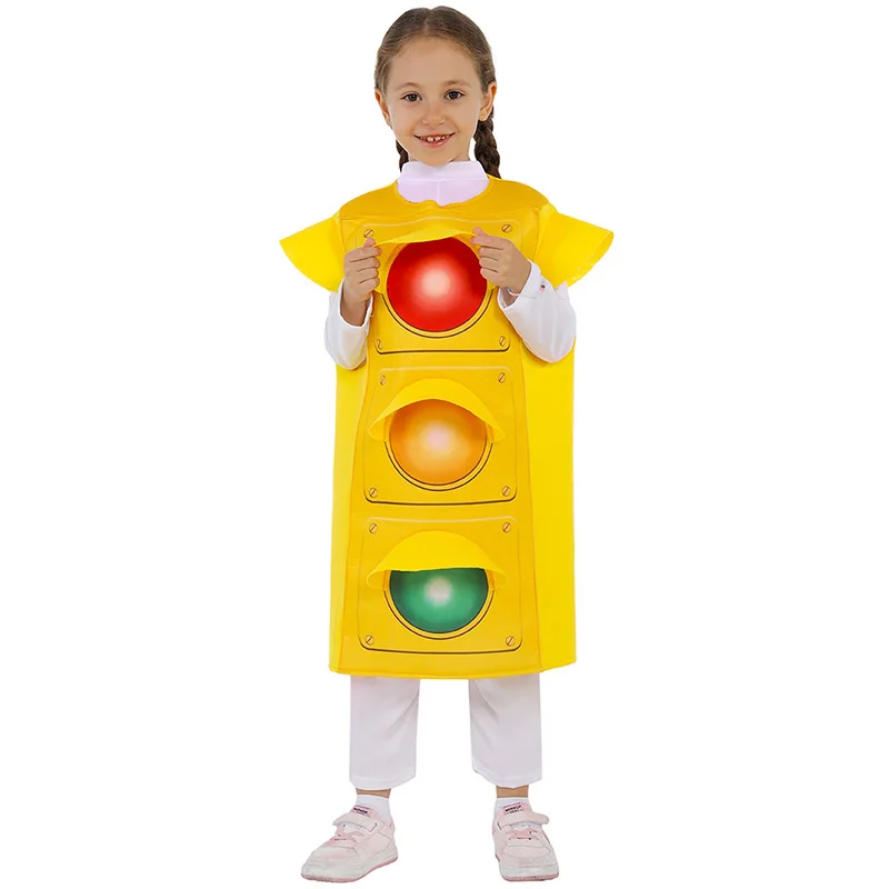 Unisex Yellow Red Green Stoplight Boy Halloween Costume Girls Traffic Light Fancy Dress Costumes For Kids