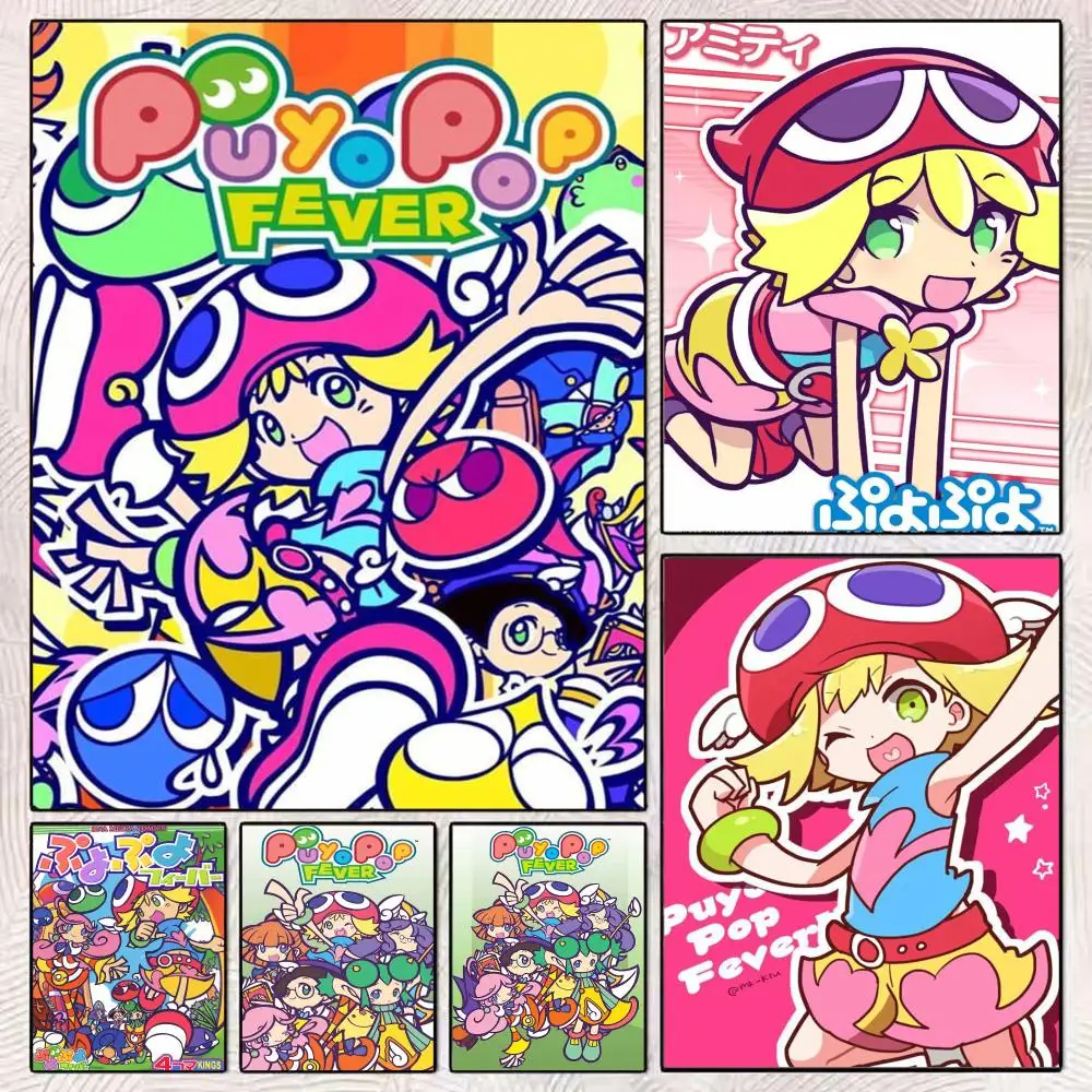 Classic Puzzle Game P-Puyo Pop Fever Poster Modern Minimalist Wall Art Prints Poster Home Decor Interior Bedroom Living Room