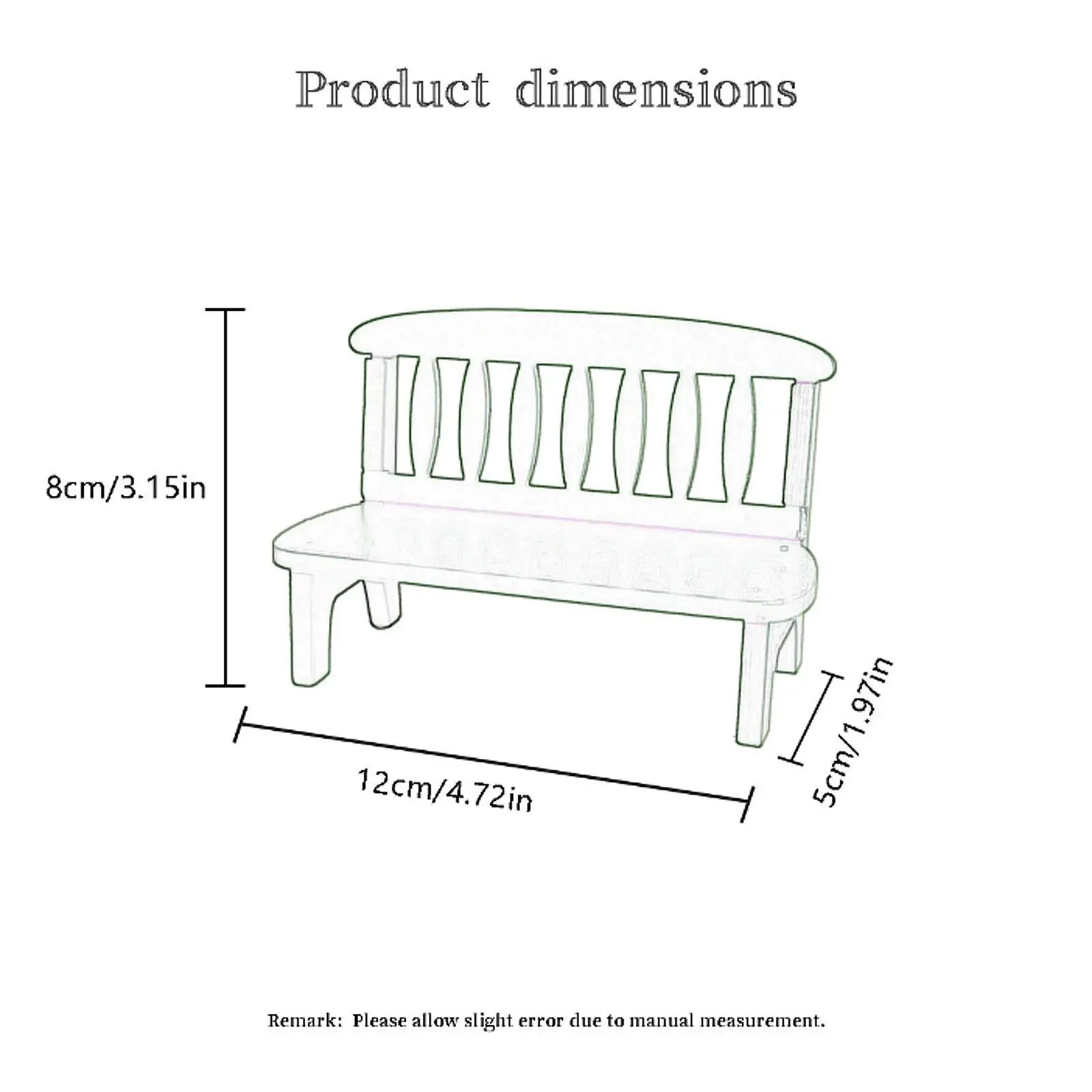 Mini-Puppenhausbank aus Holz, Miniaturbank für Puppenhäuser, Mittelstück, Doppelstuhl