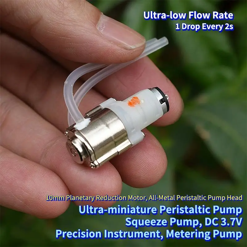 New DC 3.7V Ultra Micro Peristaltic Pump Squeezing Dosing Pump Mini 10MM Planetary Gear Metering Pump Precision Small Flow Motor