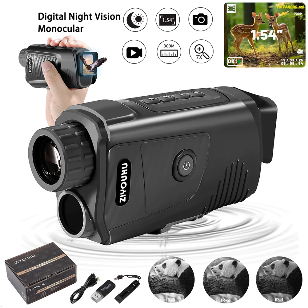 7X Digital Zoom Night Vision Monocular NV007 Built-in Infrared Illuminator 1920x1080 FHD Video Resolution Monocular For Outdoor