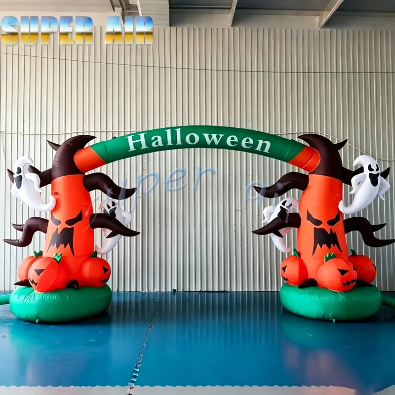 Halloween Inflatable Arch with Spooky Tree Ghost Pumpkin, for Mall Entrance, Theme Party, Outdoor Festival Event, Amusement Park