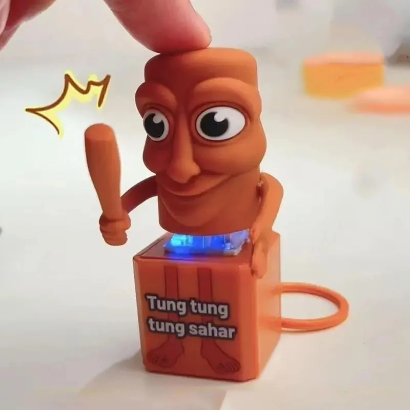 Tungtungtung Sahur Toys Wooden Stick Man Button Keychain Luminous Language Pendant Anime Peripheral Model Decorative Gift Decor