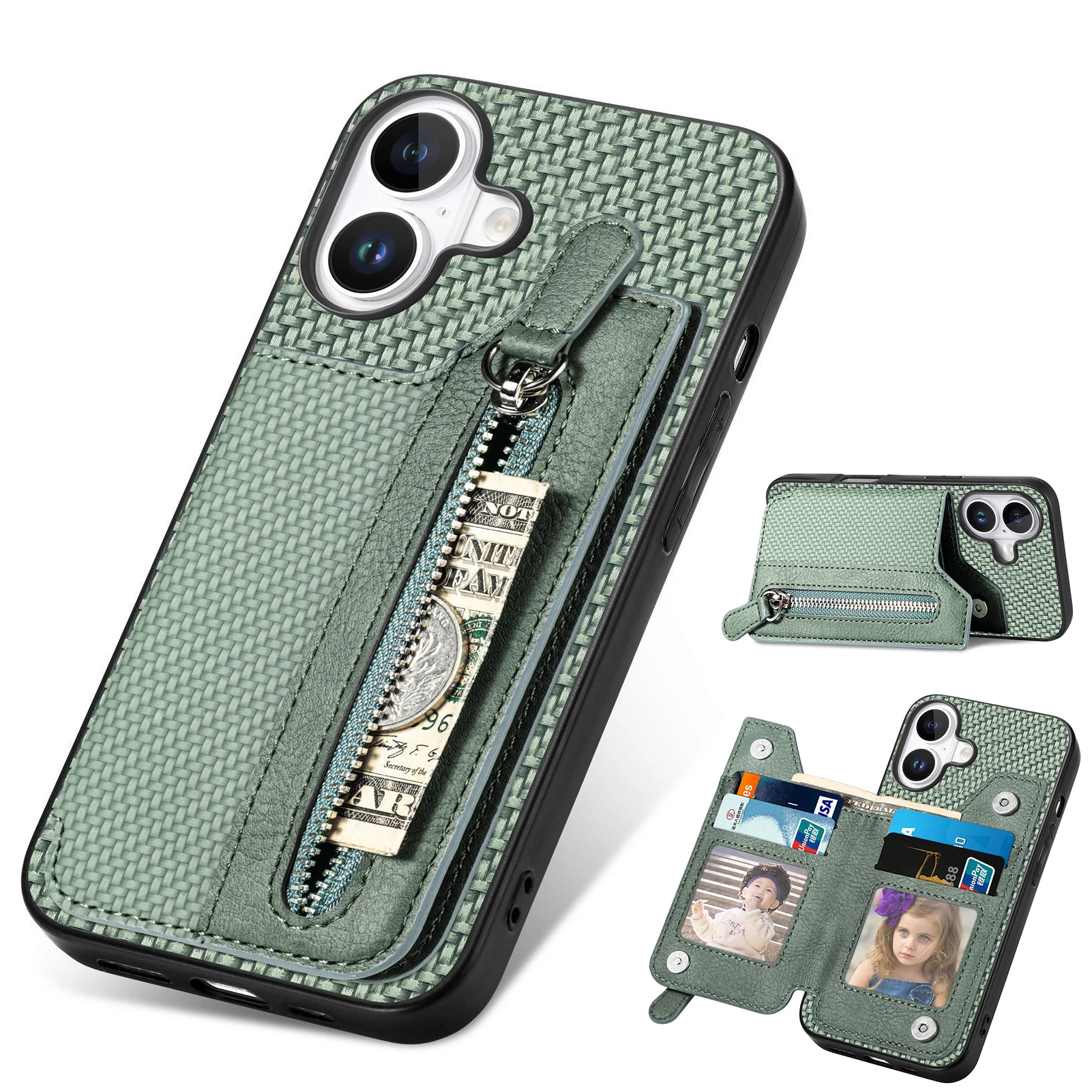 حافظة محفظة جيب بسحاب لهاتف هواوي بورا 80 70 P50 برو ميت 70 اير 60 نوفا 14 الترا 13 12 ستوكات 4 بطاقات غطاء للحماية