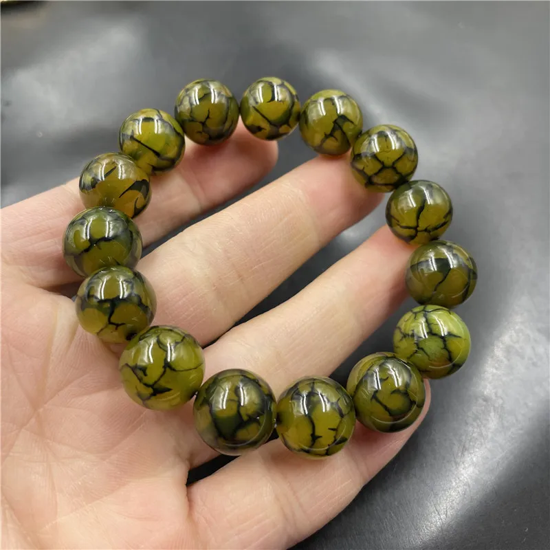 

Agate Bracelet Green Dragon Pattern Agate Round Bead Bracelet Men and Women Charm Jewelry jade bracelet bangle bangles