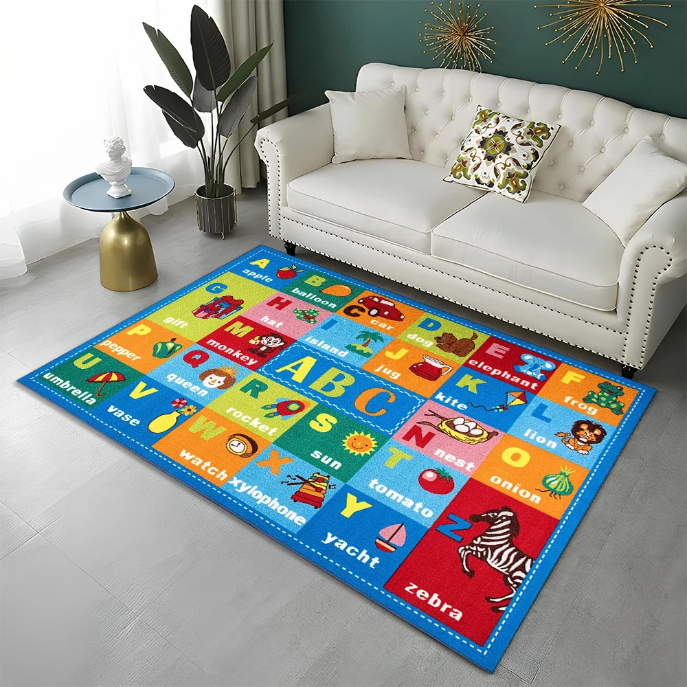 ABC Early Education Cartoon Kids Playroom Alphabet Children Crawling Area Rug,Carpet for Living Room Bedroom Sofa,Non-slip Mat