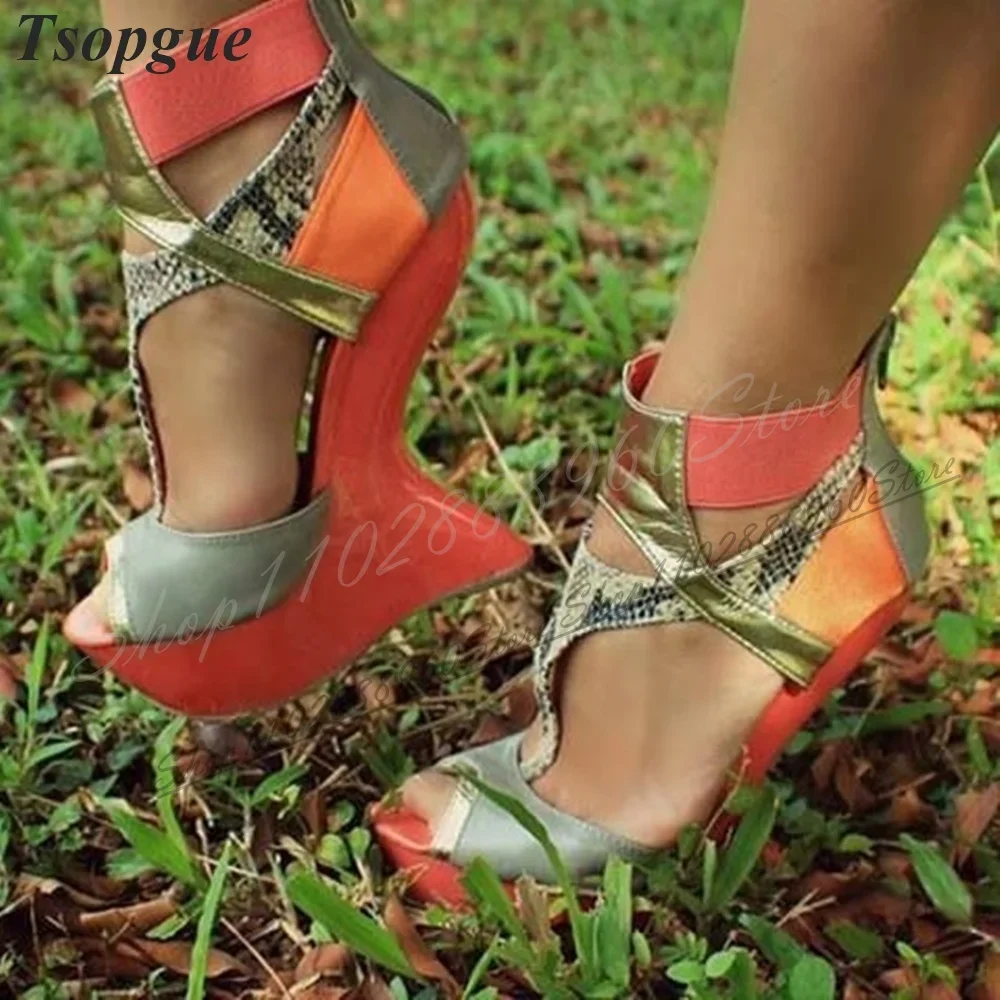 

Stylish Mixed Platform Sandals Strange Style Heel Shoes For Women Back Zipper Peep Toe 2024 Fashionable Zapatos Para Mujere