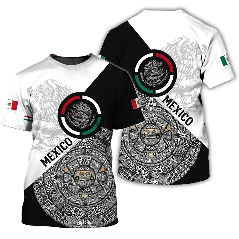Mexican Flag 3D Printed T-shirt Men's and Women's Short Sleeved Fashionable T-shirt Street Trend Personalized Top