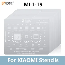 Amaoe MI 1-19 BGA Reballing Solder Stencil Plant Tin Net for Xiaomi 13 12/11/10 ultra Redmi K20 K30/Pro Note CPU MI 8/9/10/11 IC