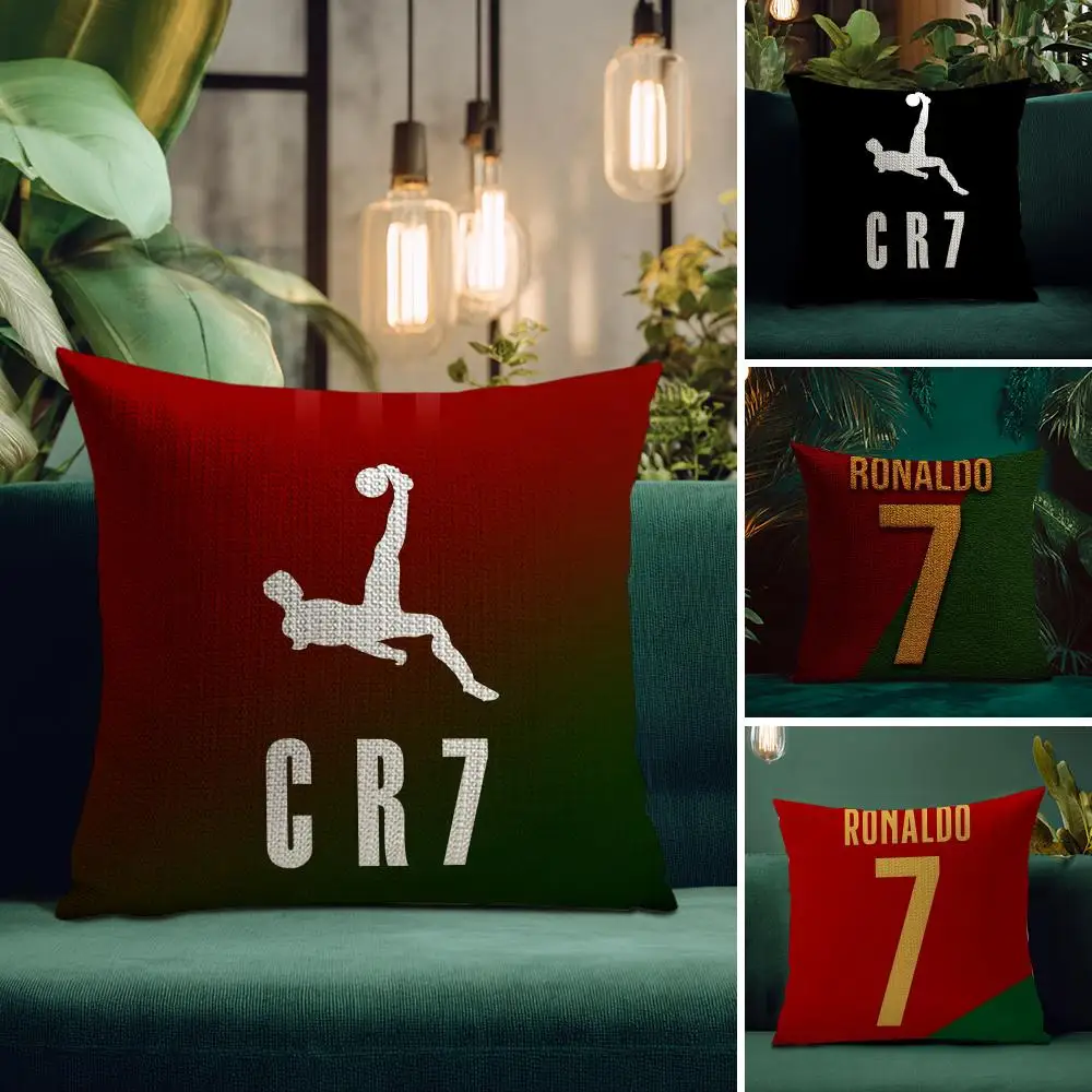 C-Cristiano Ronaldo Cushion Cover Natural Linen Pillow Case Double-Sided Print Decorative Sofa Pillowcase Home Decor Gift