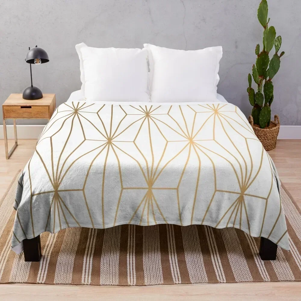 Gold Geometric Pattern Illustration Throw Blanket for babies Soft Beds Sofa Quilt Blankets