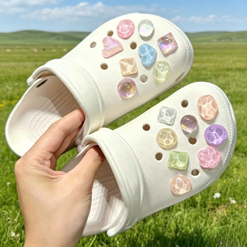 16PCS Hot Sales DIY Shoes Charms for Hole Shoe Sweet Water Ripples Accessories Designer Quality Garden Shoe Decoration Girl Gift