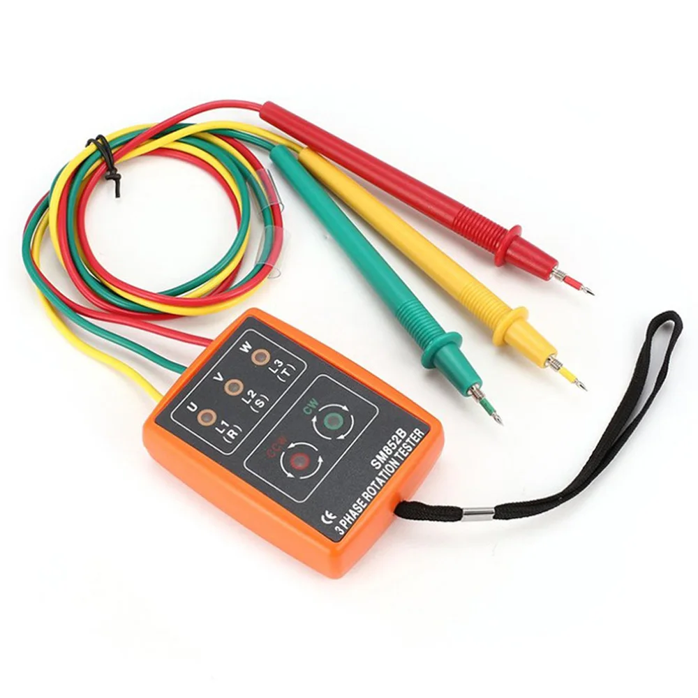 Xin Tester SM852B Three-Phase Rotor Flowmeter AC 60V~600V Current Phase Sequence Detector, LED Indicator and Buzzer 20Hz~400 HZ