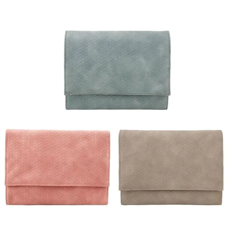 

P9FE Compact Jewelry Travel Case Foldable Holder For Rings Earrings Necklaces Watches