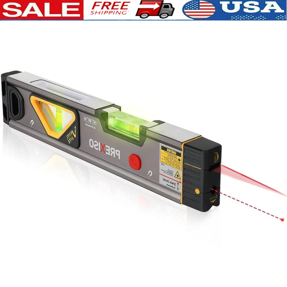 2-in-1 Laser Level with Alignment Point & Leveling Line Magnetic Tool 100ft 30ft LED Light Anti-shock Ideal Construction