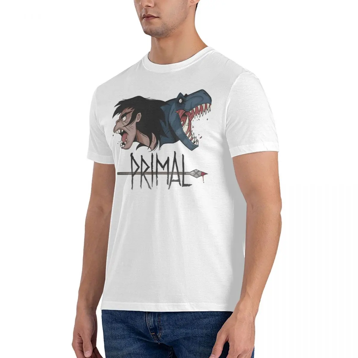 Men T-Shirts Spear And Fang Vintage 100% Cotton Tees Short Sleeve Primal Tales of Savagery T Shirt Crew Neck Tops Gift Idea