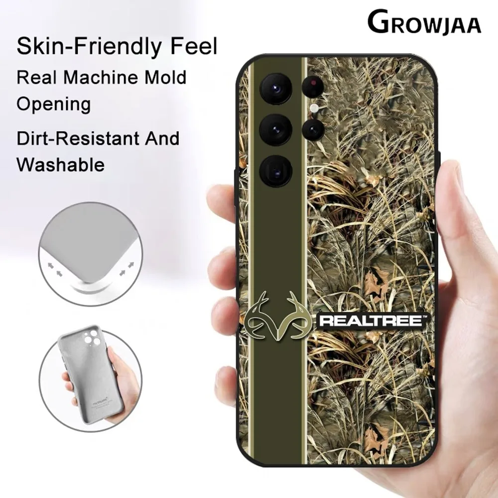 R-Real T-Tree Camouflage Phone Case For Samsung Galaxy S24 Ultra S22 S23 Ultra S21 S20 5G Protective Silicone TPU Funda