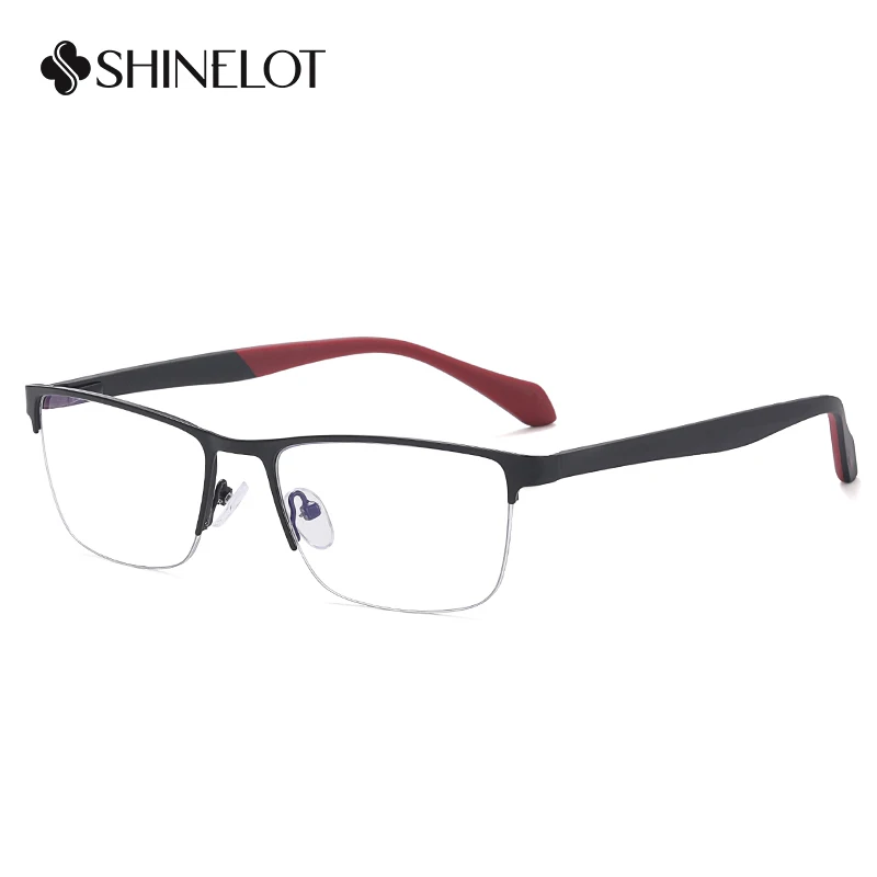 91304 نظارات رجالية بإطار مطلي بالذهب ونصف إطار معدني للحماية من الإشعاع نظارات متينة للرجال #4