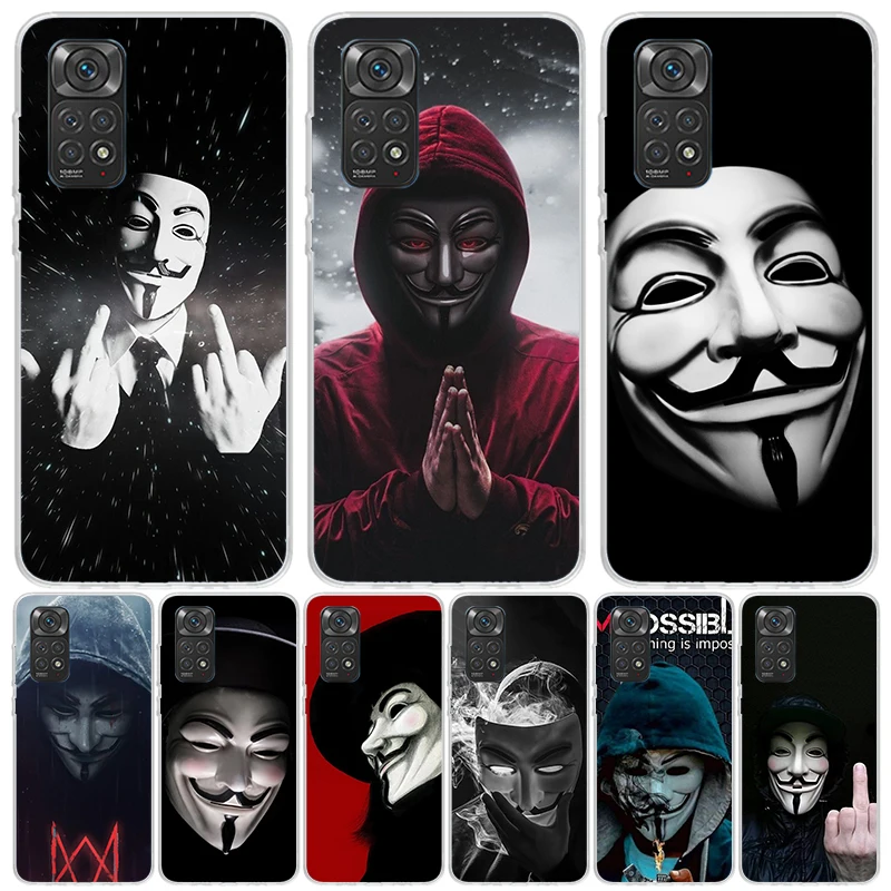 Чехол для телефона с анонимной маской V для Xiaomi Redmi Note 14 13 12S 12 11S 11T 11E Pro Plus 10S 10 Art Customized Coque Capa Note 13 12S
