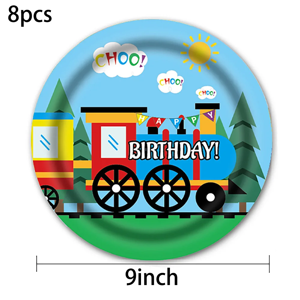 Train Car Birthday Party Tableware Slap Bracelets Stickers Temporary Tattoos Keychains Plastic Straws Gift Bags Kids  Car Theme