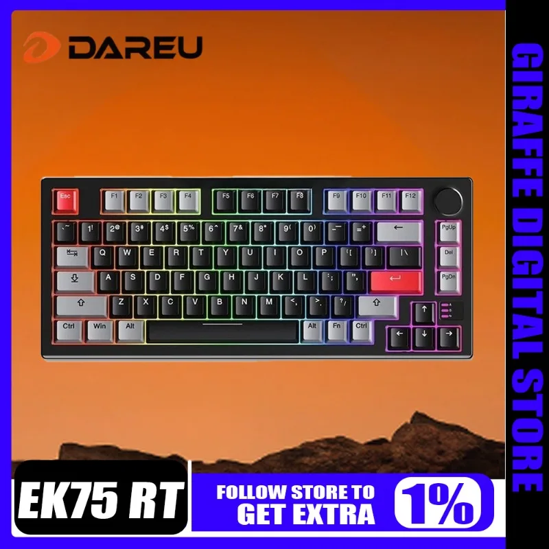 

DAREU EK75 RT Mechanical Keyboard Wired Magnetic Axis Aluminum Alloy Nine Tailed Fox Gaming Keyboard RT Adjustment Gaming Office