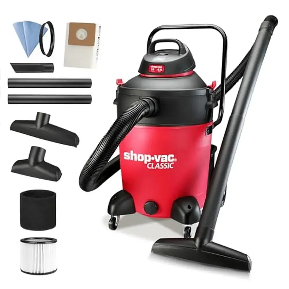 

6.5-Peak HP 14 Gallon Wet Dry Vacuum with Filter Hose and Accessories Powerful Performance SVX2 Motor Blower Port Large Cleaning