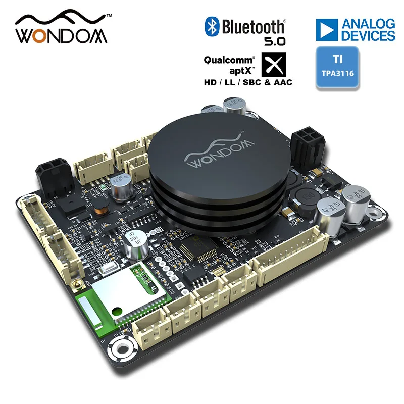 WONDOM 2 x 50 Watt Class D Audio Amplifier Board w Bluetooth 5.0 QCC3034 & ADAU1701 DSP - JAB3+ For Home Speaker DIY