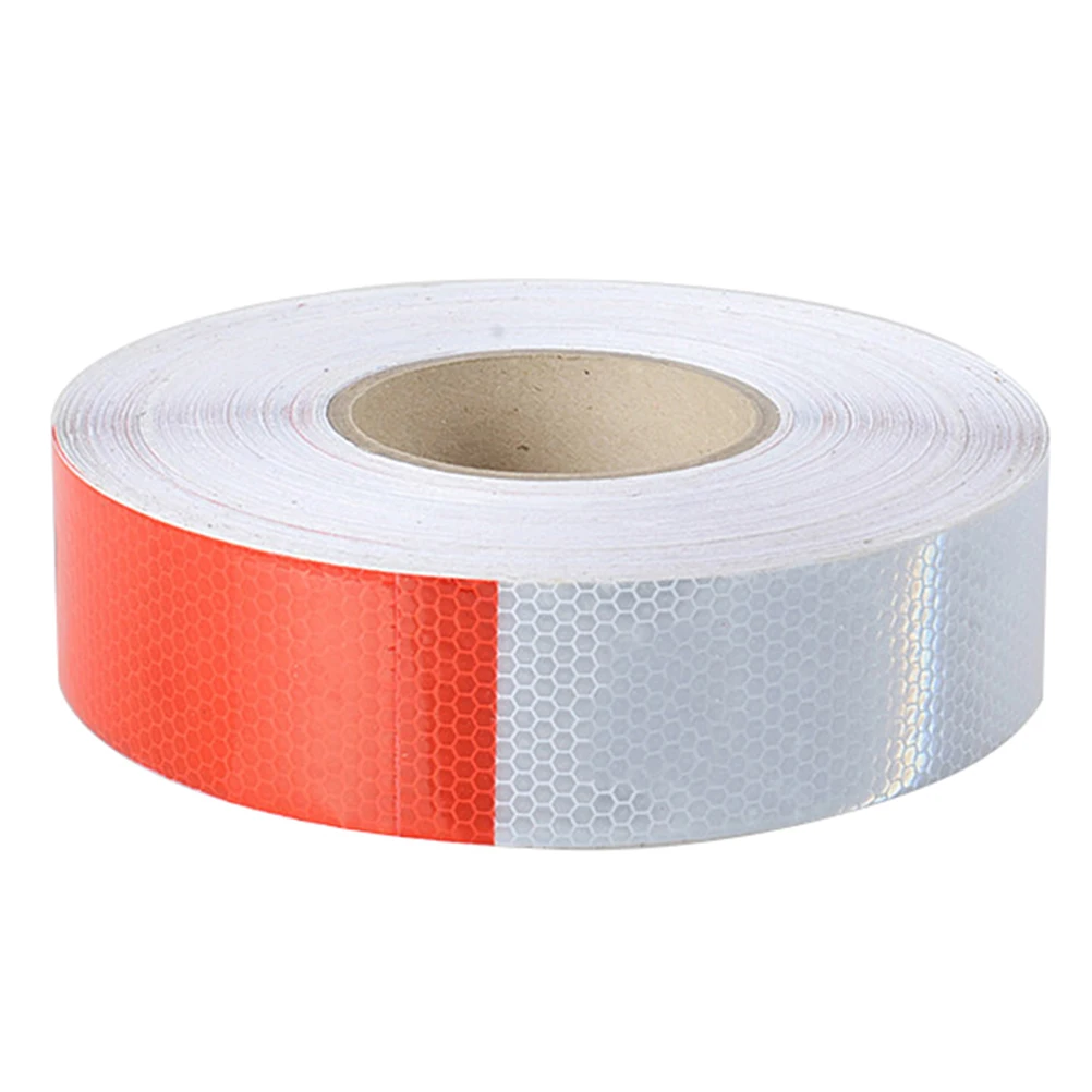 

1 Roll 30Mx5cm Safety Tape Reflective Sticker White and Red Honeycomb Polygonal Trailer Conspicuity Sticker Warning Tape for Car