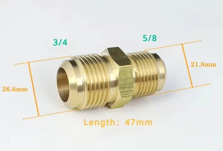 Gleiches Reduzierstück, Bördelrohr, Außendurchmesser 1/4 Zoll, 5/16 Zoll, 3/8 Zoll, 1/2 Zoll, 5/8 Zoll, 3/4 Zoll, 7/8 Zoll, SAE-Standard, Messingrohrverschraubung, Anschluss, Luftkoniditoner