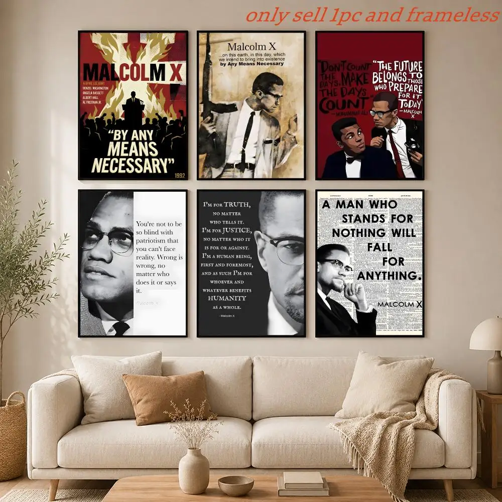 African-American Famous Man M-Malcolm X Poster HD Hot Theme Singer/OST/Movie/Anime-Waterproof Self-Stick Home Decor