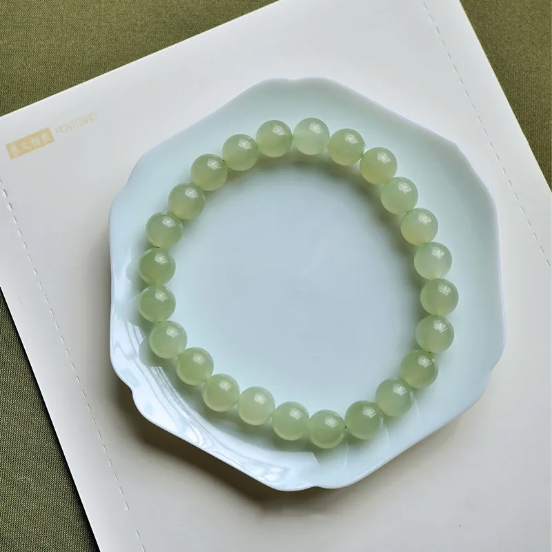 

Natural Hetian Jade Jasper Elastic Bracelet Charms Luxury Fine Jewelry Couple Personalized Beaded Bangle Men Women Holiday Gifts