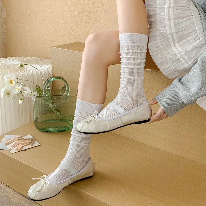 Damen-Strümpfe mit Ausschnitten, lässige, lange Socken, atmungsaktives, dünnes Netzdesign, modischer, süßer Stil, gestapelte Socken. – Detail 8