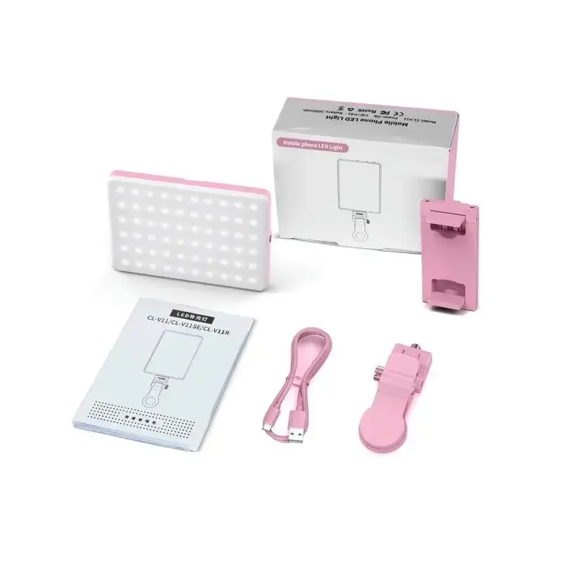 Luz Led para teléfono con Clip frontal y trasero, luz Led para selfi recargable Cri 95 + 3 modos de luz, cámara portátil plegable