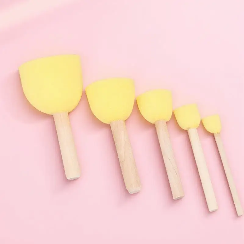 15 قطعة من فرش الإسفنج ذات المقبض الخشبي، مجموعة أدوات رسم جرافيتي ذاتية الصنع، لوازم فنية متعددة الأحجام