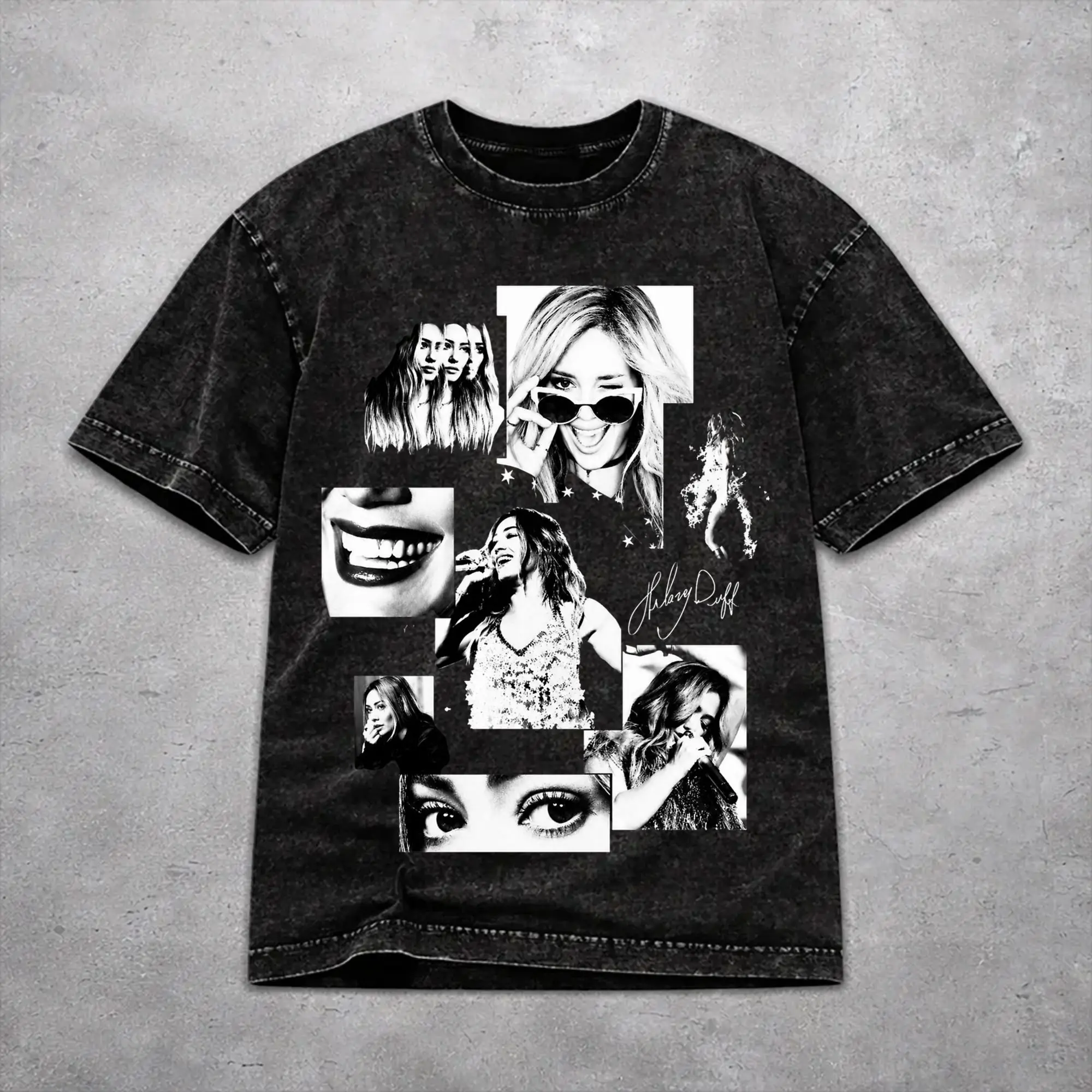 Men Women Harajuku Washed T-shirts Hilary Duff Lucky Me Tour 2026 Print T Shirt Accessories Oversize  Tee Shirt