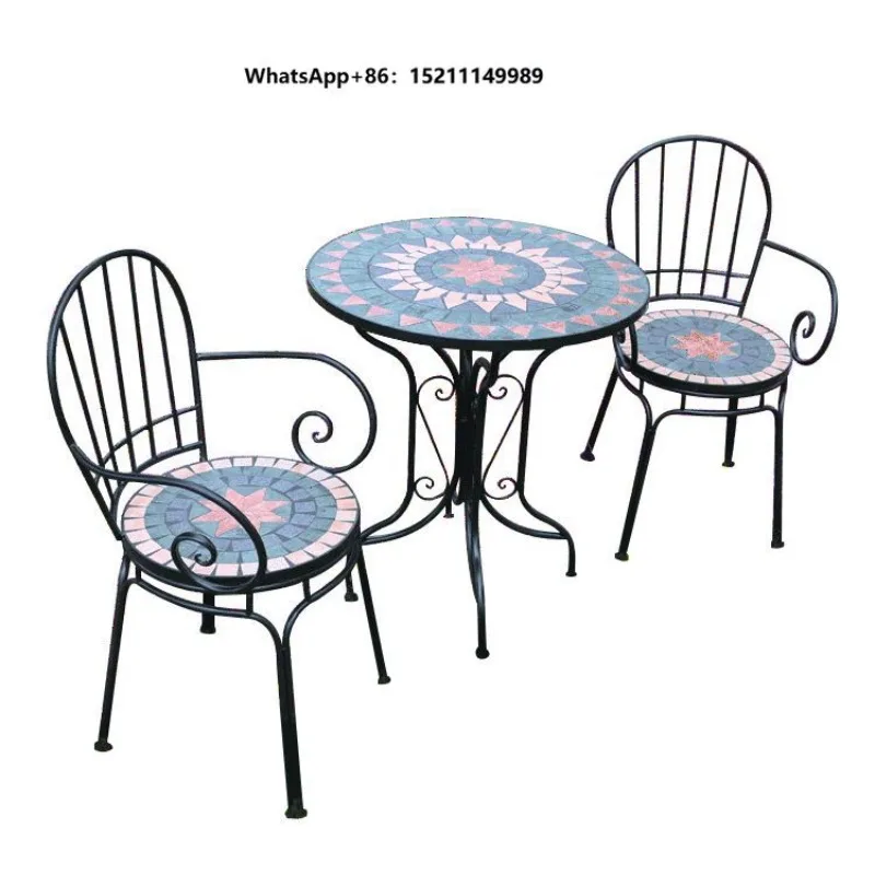 Three-Piece Metal Furniture Sets Garden Furniture Outdoor Small Coffee Table and Chair