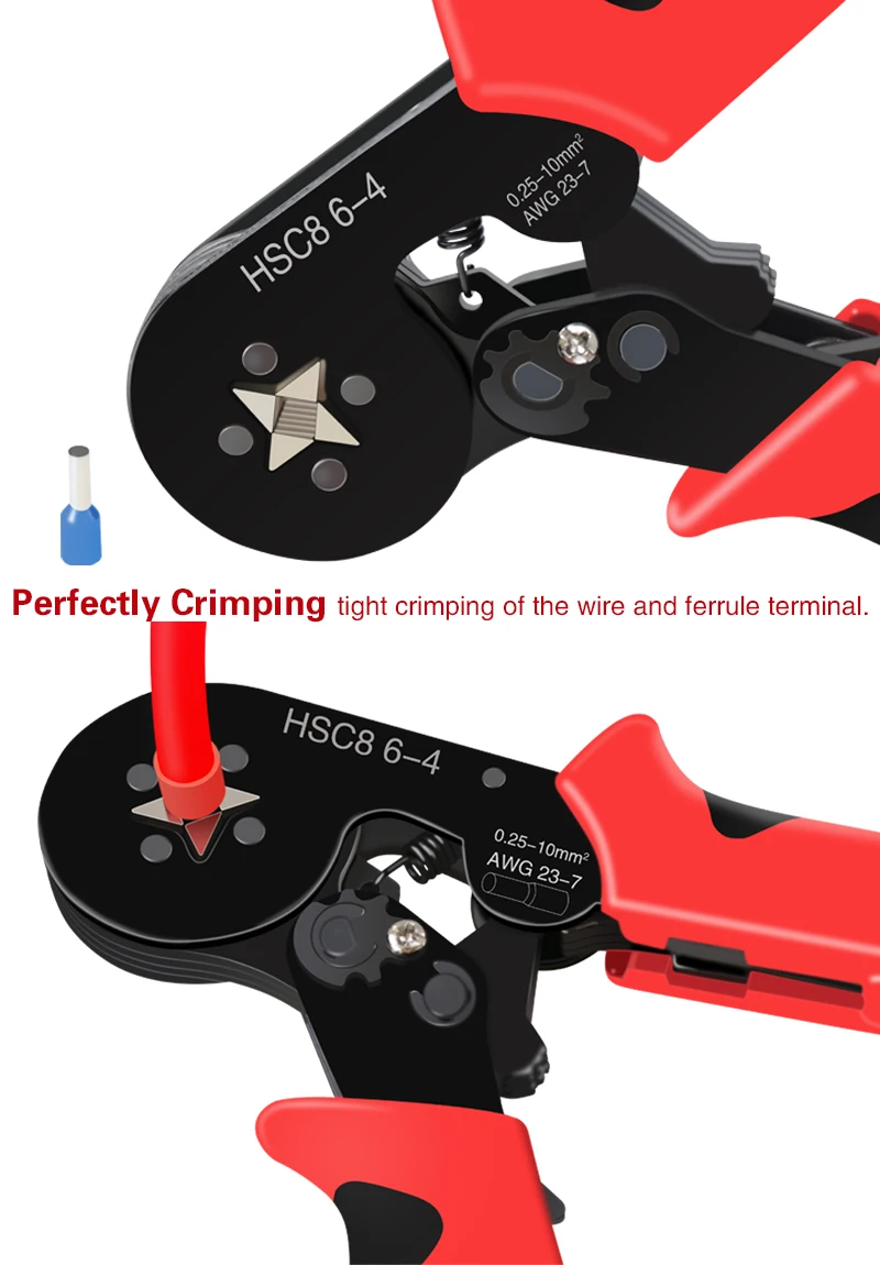Rohr Terminal Crimpen Zangen HSC8 6-4A Crimper Draht Mini Ferrule Crimper Werkzeuge Haushalt Elektrische Kit Mit Box – Detail 6
