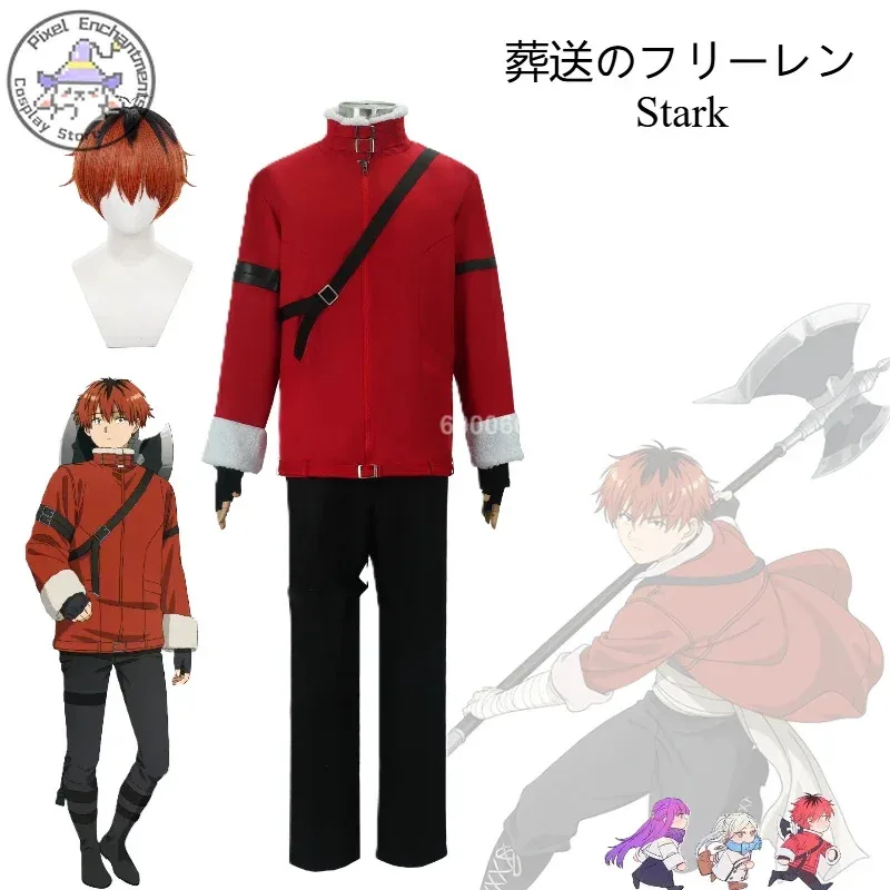 

Sousou No Frieren Stark Cosplay Costume Anime Frieren Beyond Journey's End Stark Role Play Wig Coat Pants Halloween Men Outfit