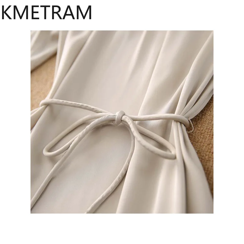 KMETRAM-Robes Mulberry à col tressé pour femmes, manches trois-quarts, grande robe de type balançoire, vêtements d'été, 2024