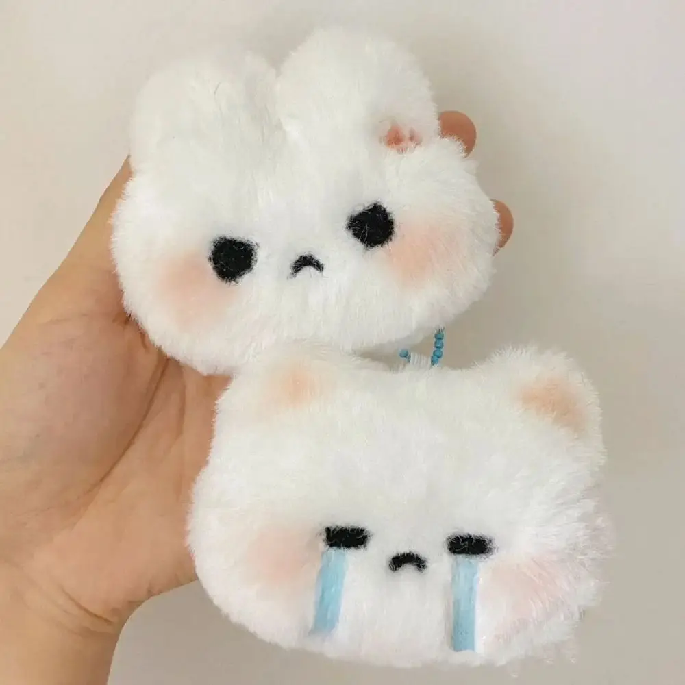Plush Stuffed Rabbit Plush Keychain Blush Angry Rabbit Crying Bunny Blush Angry Rabbit Plush Pendant Unique Design Squeak
