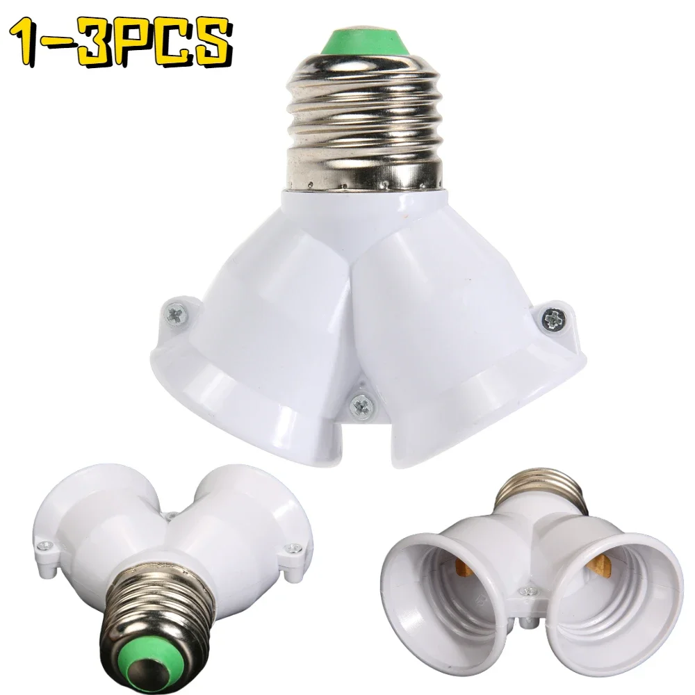

1/3Pcs 2 In 1 Double E27 Socket Base Extender Splitter Converter Plug Halogen Light Lamp Bulb Holder Copper Contact Adapter Tool