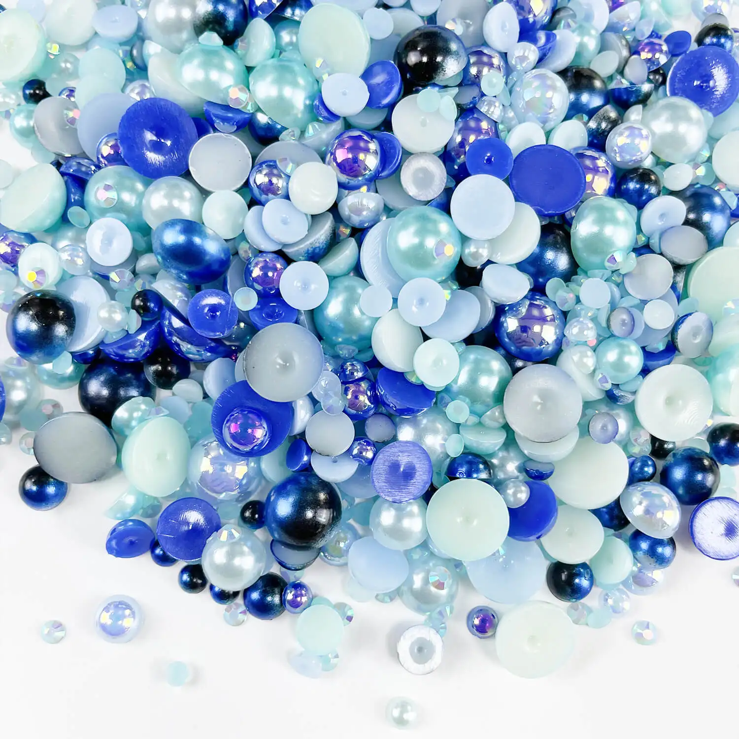 1100 Stück Perlen und Strass steine mit flachem Rücken, 30g gemischte Größe 3mm-10mm ab Farbe Harz Strass halbkreis förmige Perle – Detail 6