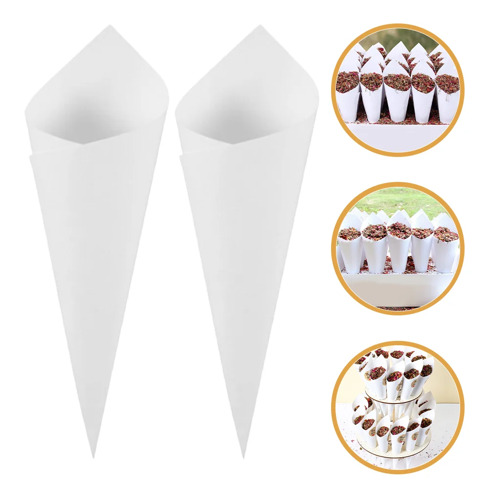 60 Pcs Wedding Petal Cone Confetti Paper Cones For Conical Tube Kraft Dried Rose Petals