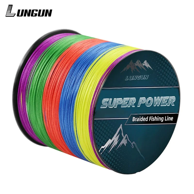 LUNGUN 1000/500/300100m PE Multifilament Carp Braided Fishing Line 12/9/8 Strands for Braid Cord Bait Casting Wire Accessories