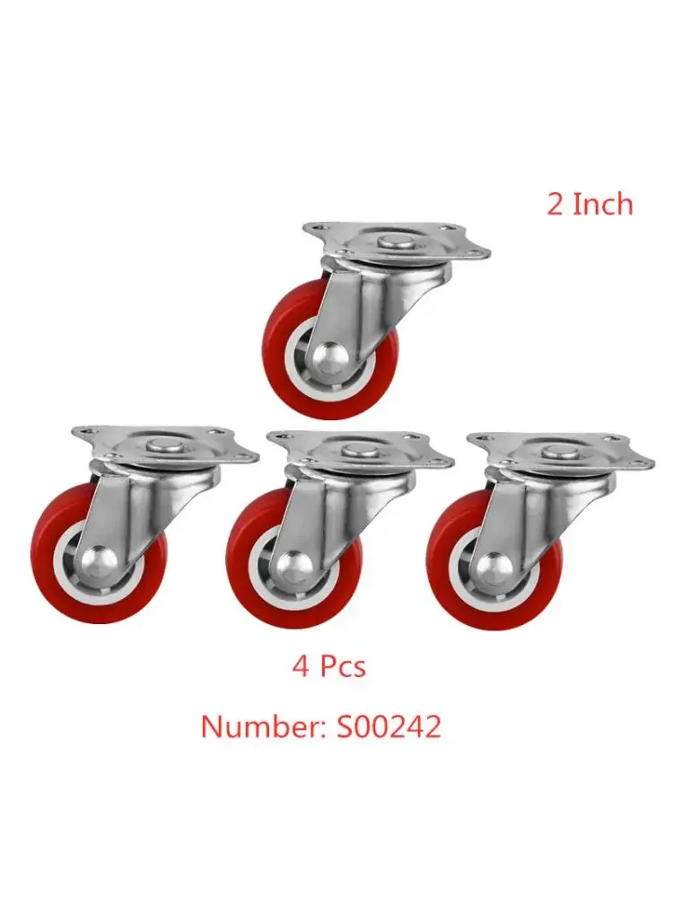 4 Pcs/Lot Casters 2 Inch Red Pvc Caster With Diameter Of 5cm, Flat Top Vientiane Wheel, Light Furniture