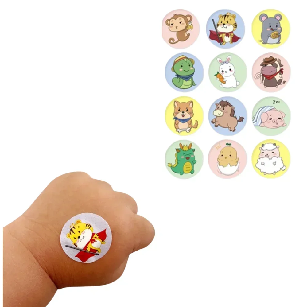 Kawaii Cartoon Round Band Aid Wound Plasters Waterproof Vaccination Patches for First Aid Adhesive Bandages 120pcs